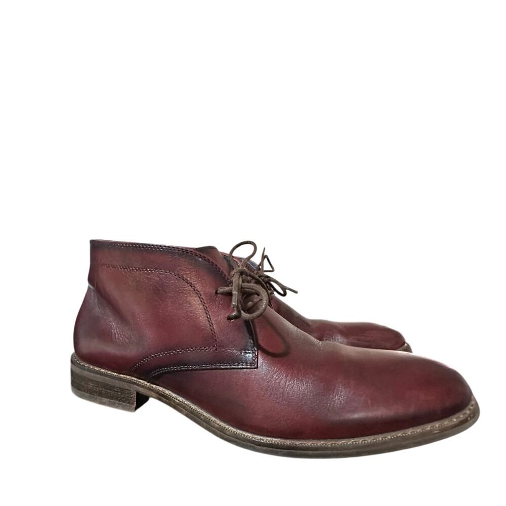 MORETTI Men's Size 11 D Black Label Glen Burgundy Leather Chukka Boot Shoes